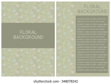 Vector background with floral ornament. Brochure template.