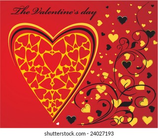 vector background with floral ornament and heart
