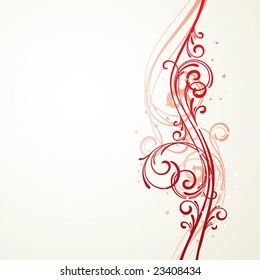 vector background with floral ornament and hearts