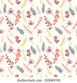 vector background with floral ornaments, doodle, seamless texture
