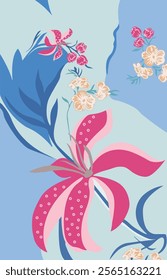 Vector background with floral ornaments and an exotic bird.