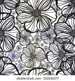 Vector background. Floral seamless pattern. 