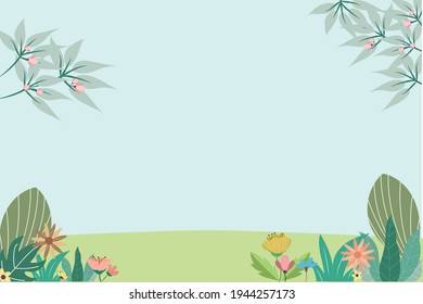 Vector background with floral theme. Style with copy space for text. Backdrop for greeting cards, posters, banners, and placards. 