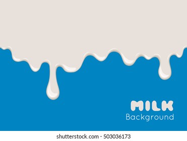 Vector Background With Flow And Drip Of Milk. Splash Drop Cream, Yogurt, White Paint Or Dairy Product. Abstract Illustration Of Splashing. Cartoon Design