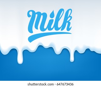 Vector background with flow and drip of milk