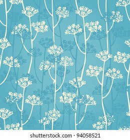 Vector background from flower branch on a blue
