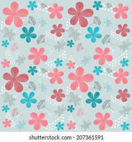 Colorful Floral Seamless Vector Pattern Dot Stock Vector (Royalty Free ...
