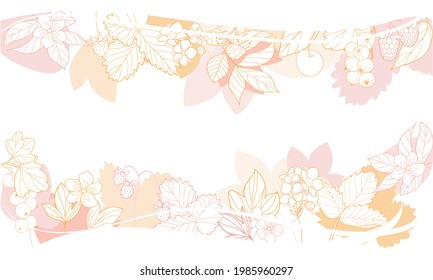 fondo vectorial de flores y bayas de plantas frutales de jardín, árboles