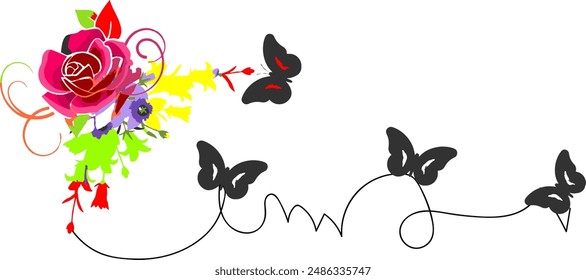 vector background of flowers and butterflies
