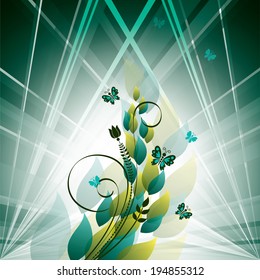 Vector Background. Flowers and Butterflies. Eps10 Format.