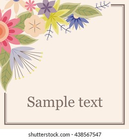 Vector background with flowers in the corner vintage