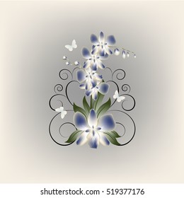 Vector background with flowers for design. Wedding card or invitation with abstract floral background. Abstract greeting card.