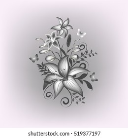 Vector background with flowers for design. Wedding card or invitation with abstract floral background. Abstract greeting card.
