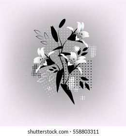 Vector background with flowers for design. Wedding card or invitation with abstract floral background. Abstract greeting card.
