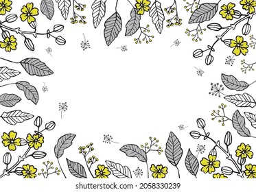 Vector background with flowers doodle illustration. Vector illustration. Black and yellow.