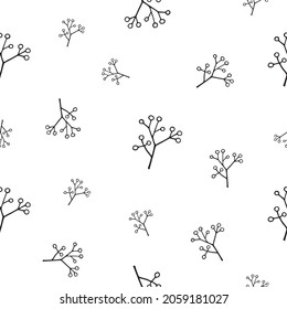 Fondo vectorial con la ilustración del doodle de flores. Amarillo y negro. Ilustración vectorial. Patrón sin foco. Aislado sobre fondo blanco.