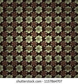 Vector background with flowers. Fabric for summer tropical holiday. Lovely seamless pattern. Abstract seamless bright background from picturesque stylized gray, brown and beige flowers.