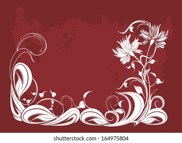 Vector background with flowers in grunge style