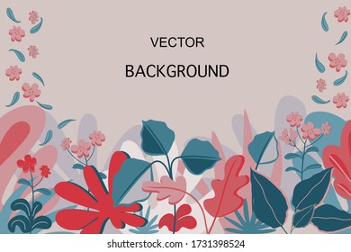 Vector background with flowers and leaves. Light abstract floral illustration with text box