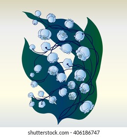 Vector background . Flowers are lilies of the valley with leaves.