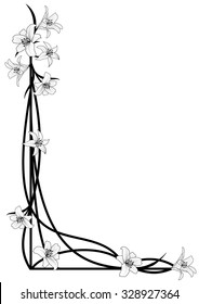 vector background with flowers of lily for corner design