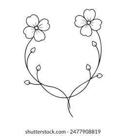 vector background with flowers line art
