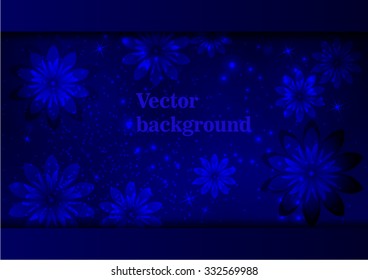 Vector background with flowers in the night sky