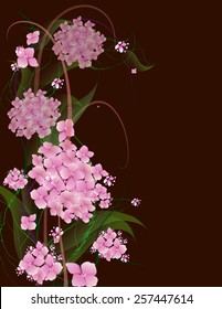 vector background with flowers pink hydrangea design for holidays, celebrations, weddings, love, spring