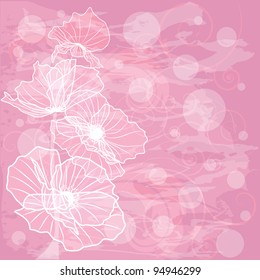 vector background with flowers of poppies in pink colors (EPS 10)
