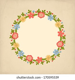 Vector background with flowers in retro style 