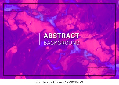 Vector background with flowing purple acrylic texture. Vivid abstract poster with text.