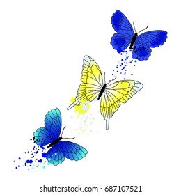 Vector background with flying butterflies