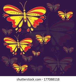 Vector background with flying butterflies. Colorful element for your design