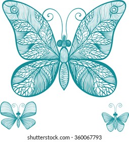 Vector background. Flying butterfly.