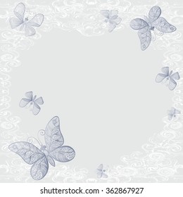 Vector background. Flying butterfly.
