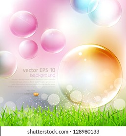 vector background with flying colorful bubbles