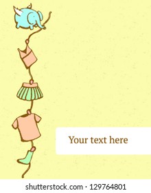 Vector background with flying elephant ant clothes