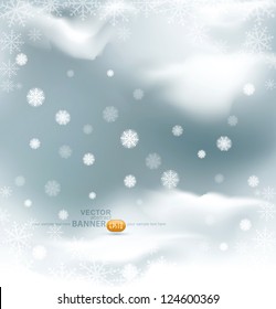 vector background with flying snow flakes