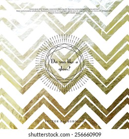 Vector background with foil zigzags. Frame reminds a gemstone faceting. Place for your text. 