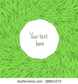 Vector background with foliage motif and central circle space for your text