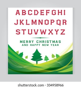 vector background font Merry Chrstmas and Happy New Year Background for your dinner invitations, festive posters, restaurant menu cover, book cover,promotional depliant