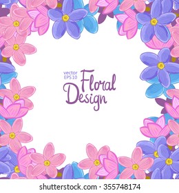 Vector background with forget-me-not flowers. isolated floral frame or border