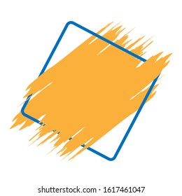 Vector background in the form of paint strokes and the encircling outline of a square isolated on a white background. Template for text or pictures, for business, advertising, booklets, leaflets.