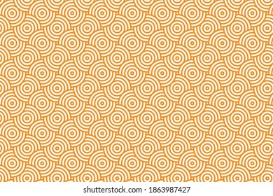 Vector background in the form of white Japanese waves on an orange background