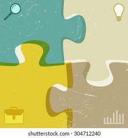 Vector background with four color puzzle. Template for business presentation. 