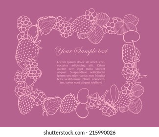vector background, frame of berries and place for your text