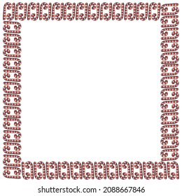 Vector background, frame, border from red candy cane. Bright edging, decoration on theme sweet New Year and Christmas. For greeting cards, invitations, xmas design
