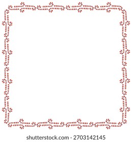 Vector background, frame, border from red candy cane. Bright edging, decoration on theme sweet New Year and Christmas. For greeting cards, invitations, xmas design