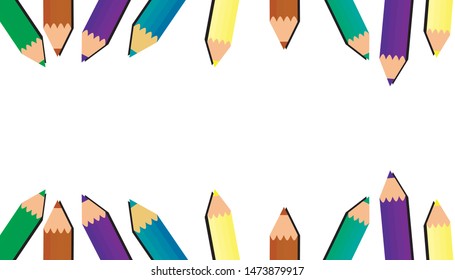 vector background frame of colored school pencils