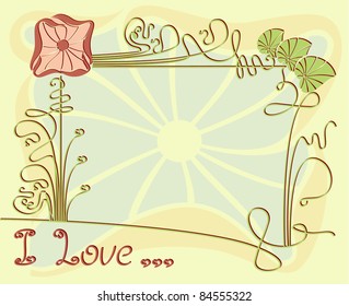 Vector background, frame with floral elements